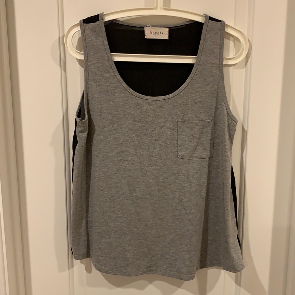 Simple tank top with slightly see through back